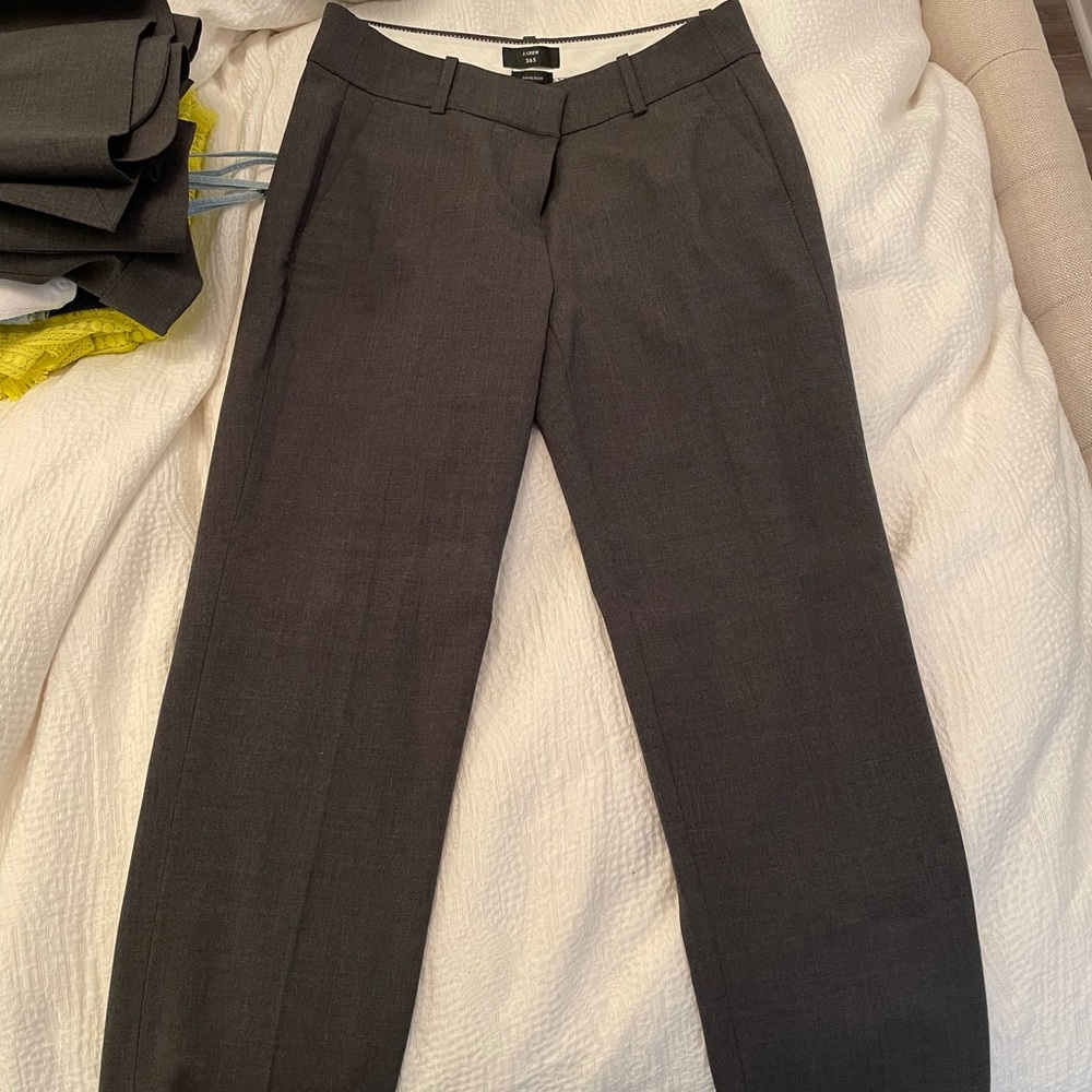 Grey j crew suit pants slight crop, worn once look brand new